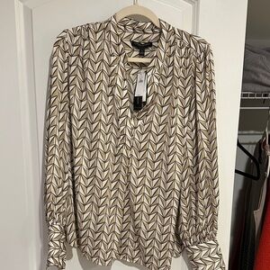 Banana Republic Cream and Brown Geometric Top size L. NWT